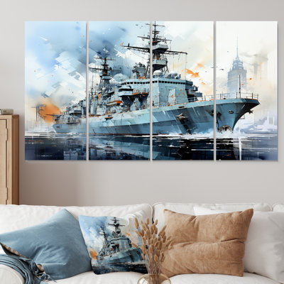 Marine armée, bateau, frégate I - militaire, 4 pièces