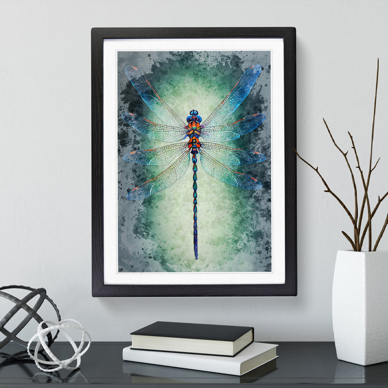 XV1022-5112X Dragonfly No.1 - Single Picture Frame Painting, Black, 64cm H x 46cm W x 2cm D