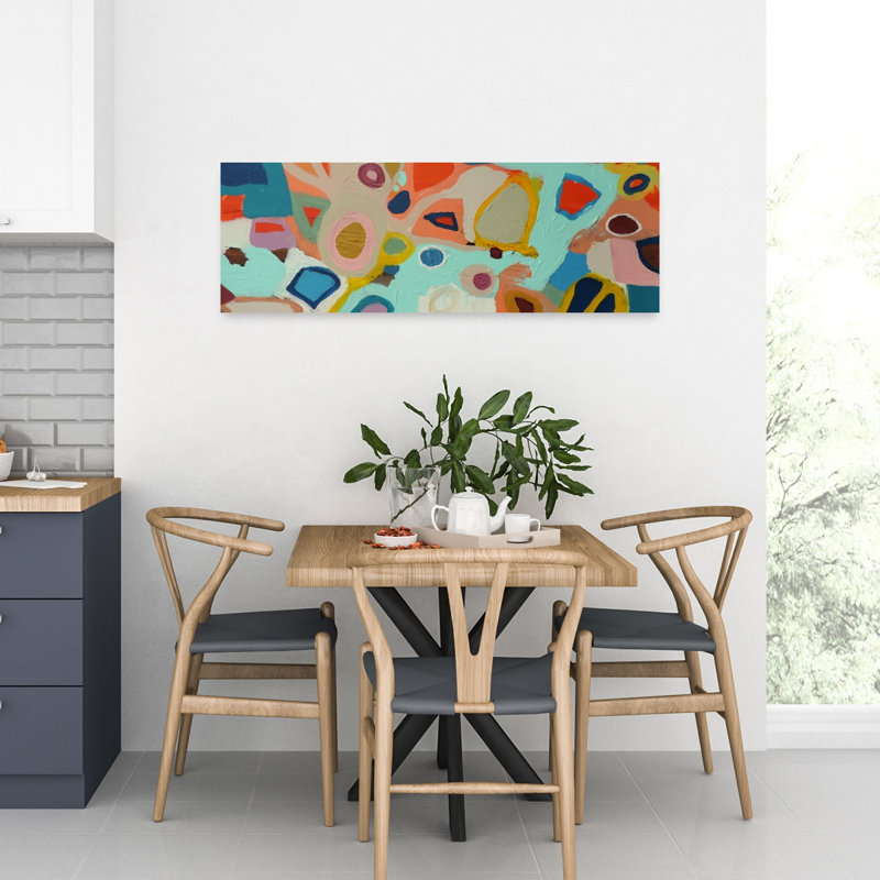 «Vibrant Abstract Forms Abstract Modern Contemporary», art mural, 12" H x 36" W
