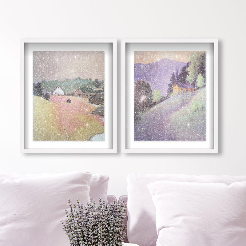 Hill Town Set Set by Oliver Gal, 17.5"H x 21.5"W, White Shadowbox