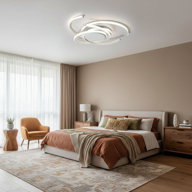 Codie 3- Light 21.3 Inches White Led Semi Flush Mount with Remote Control, White, 3.9" H x 21.3" W x 21.3" D
