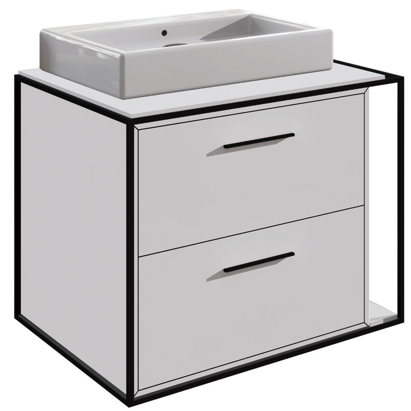 Linea 24'' W Single Vanity, Matte Black, Wall Mount, Matte White