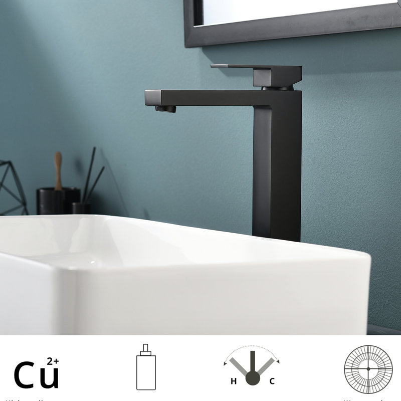 Matte Black Deck-Mounted Basin Faucet With Side Spray And Classic Style Single Handle Vanity Ceramic Filler Modern