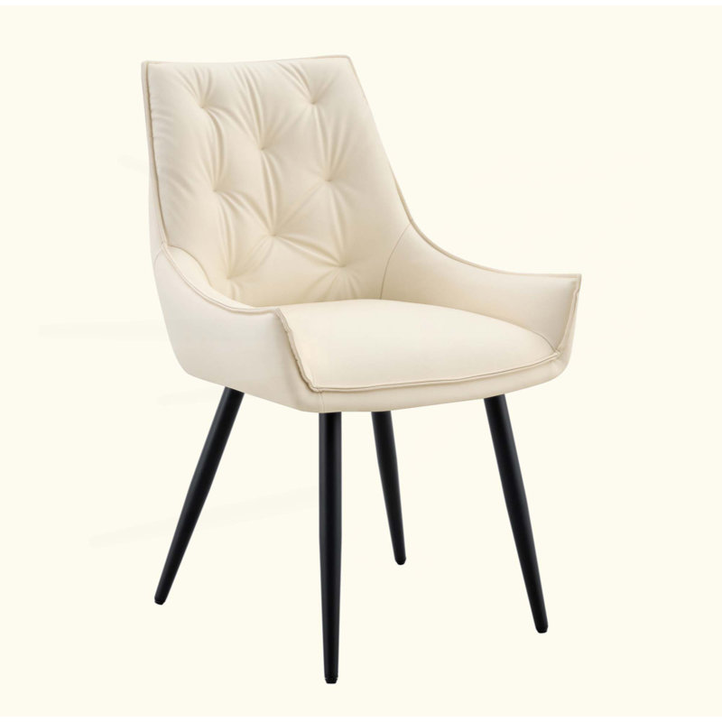 Dining Chairs Set Of 4, Faux Leather Dining Room Chair, Metal Kitchen Chairs With Mesh Texture And Sanded Legs, Flat Back Upholstered Chair (Set Of 4)
