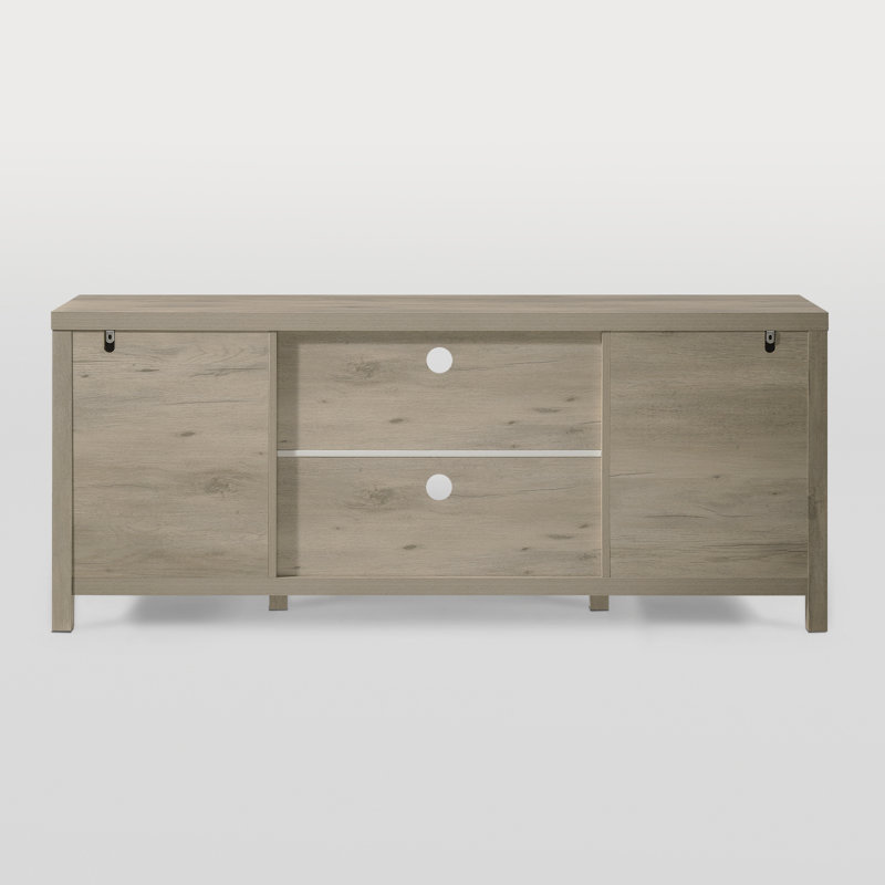 Crédence de rangement l 67 po Nicolee, Chêne gris-beige, H 25 po x l 67 po x P 15,4 po