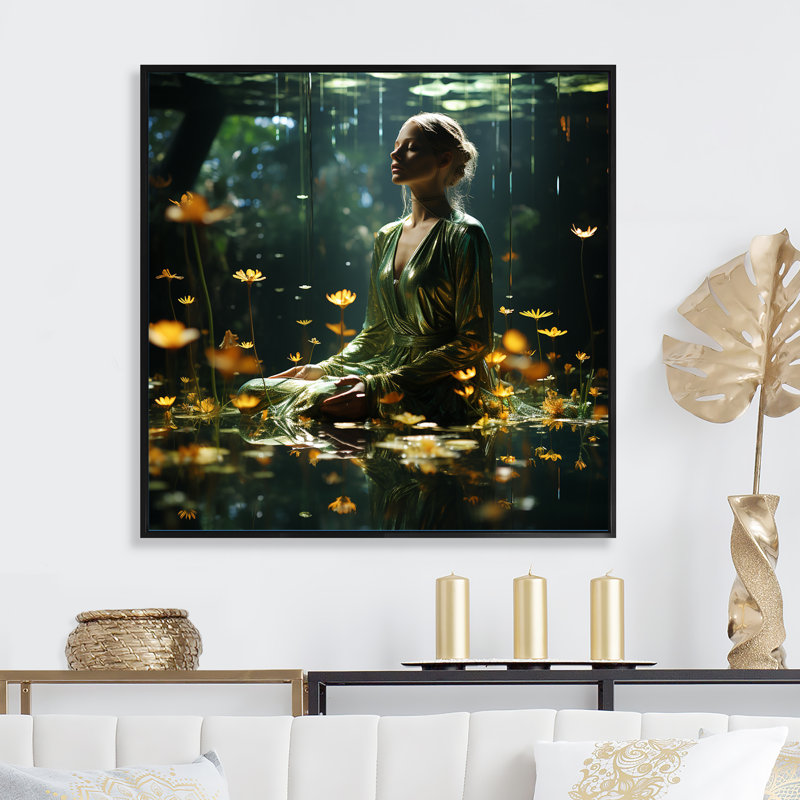 Mindful Moments Meditation II, Cadre flottant noir, H 30 po x l 30 po