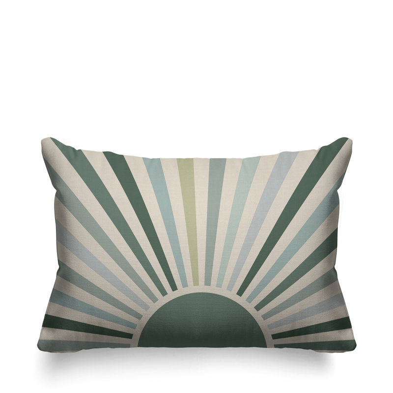 Coussin décoratif intérieur / extérieur Boho Sunburst, Émeraude