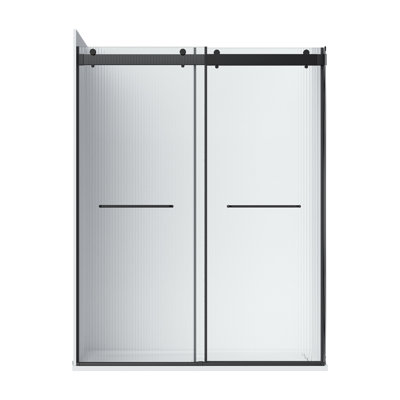 Ensemble de porte de douche rectangulaire sans cadre avec finition en verre cannelé l 48 po x P 36 po x H 76 po Molly