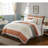 9 Piece Comforter Queen Coral - Cotton Fabric, Design Bedding, 2 Shams, Euro 3 Decorative Pillows, , Wrinkle- Bedding , Paisley Pattern, Flame Fabric