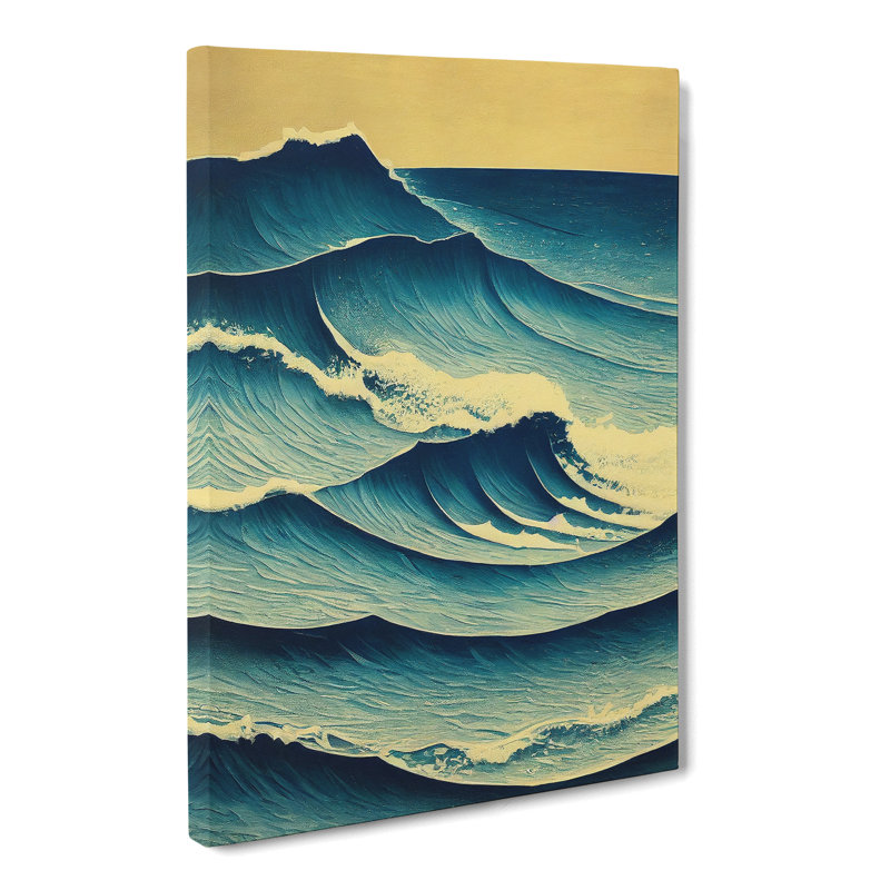 Seascape Painting Sgraffito Vol.2 - Wrapped Canvas, 50cm H x 35cm W x 3cm D