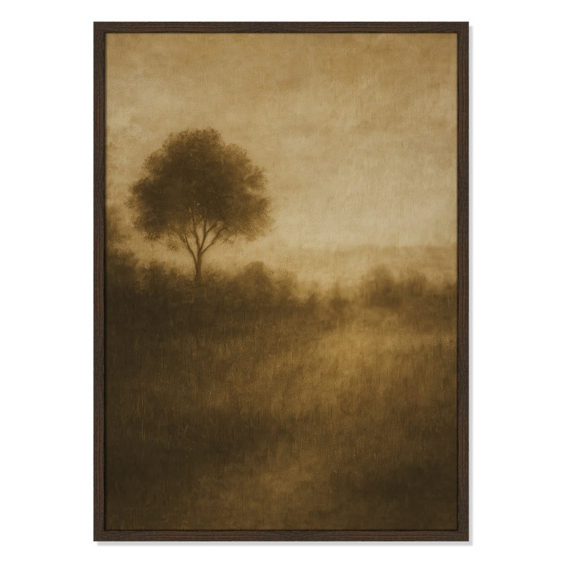 «Quiet Meadow I Print» par Fredrick Ashcroft, L 25,5 po x H 35,5 po, Grain de bois noyer, Impression encadrée