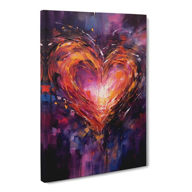 Love Heart Gestural Art - Wrapped Canvas, 60cm H x 40cm W x 3cm D