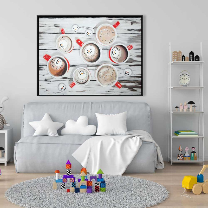 Fêtes chocolat chaud - décor de toile rouge rustique encadré, H 49,25 po x l 37,25 po