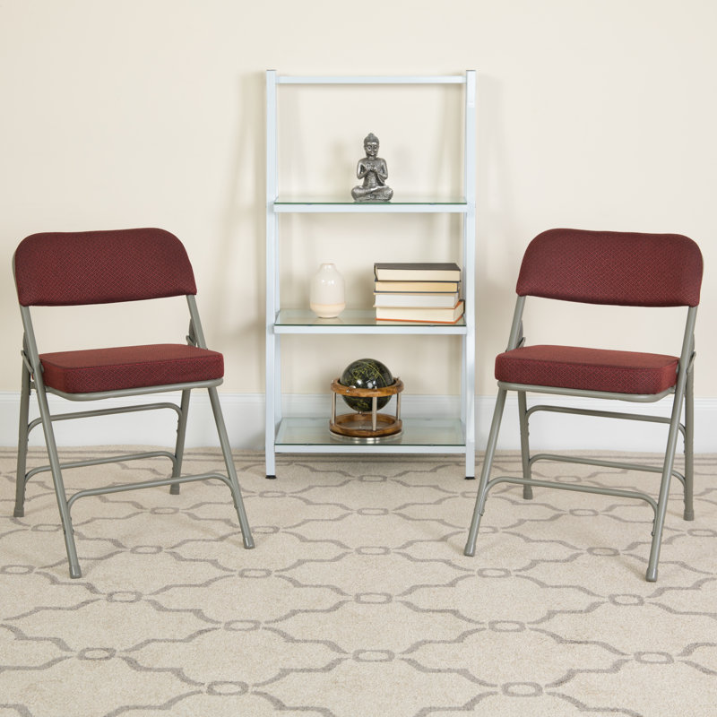 Chaise pliante recouverte en métal Oliverson, H 29,5 po x l 18 po x P 20 po, Bourgogne