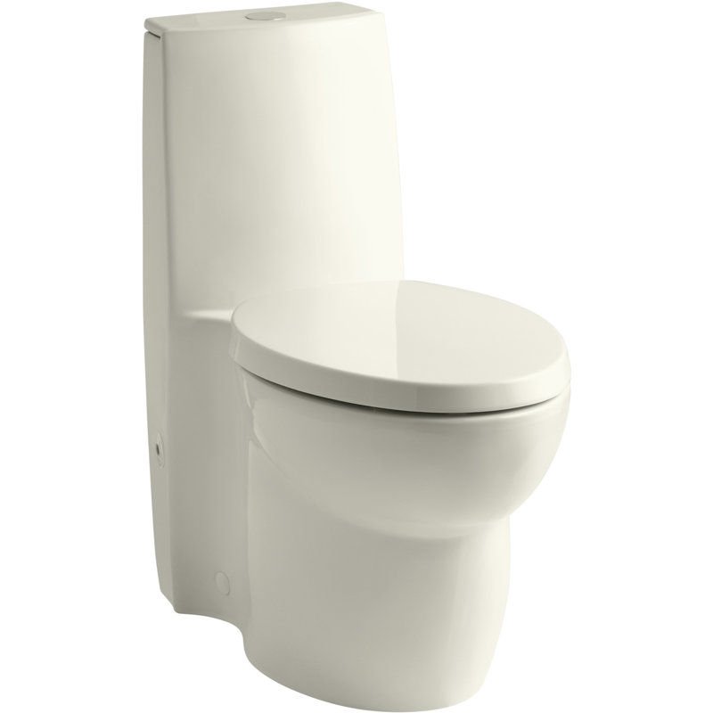 Saile Elongated Toilet, Amande, Or brossé éclatant de style moderne
