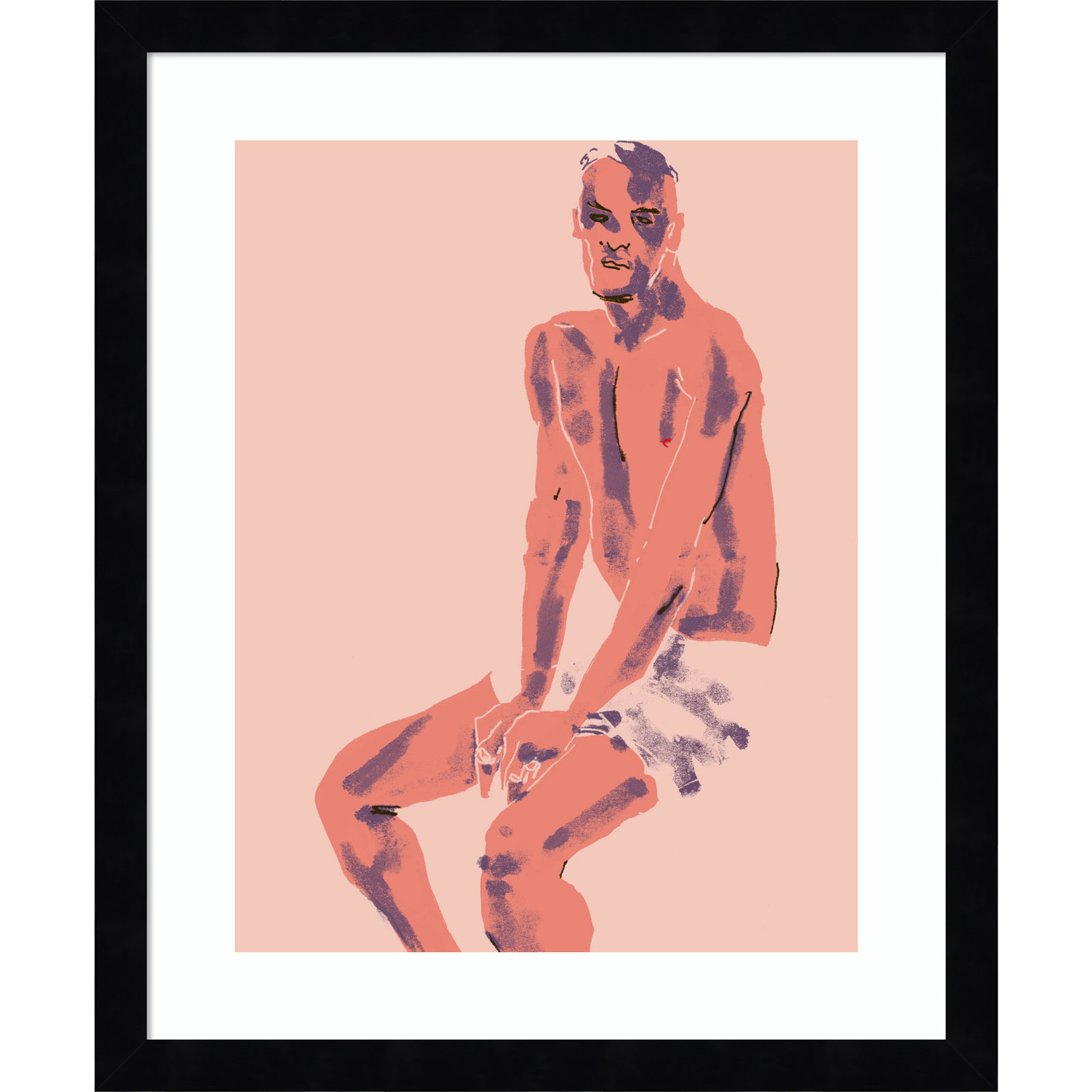 Olender "A Man Posing" Print, 17" H x 14" W, Black