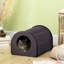 Abri pour animaux chauffant avec structure stable, imperméable, maison pour chat brun, abri imperméable, chaleureux et confortable,