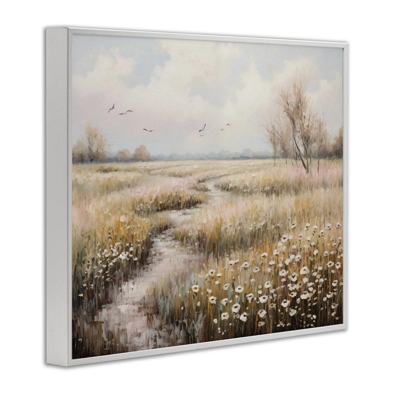 Giclée encadrée, "Wildflowers" par Arlington Prints, H 16 po x l 20 po, Estampe numérique encadrée blanc bord de mer