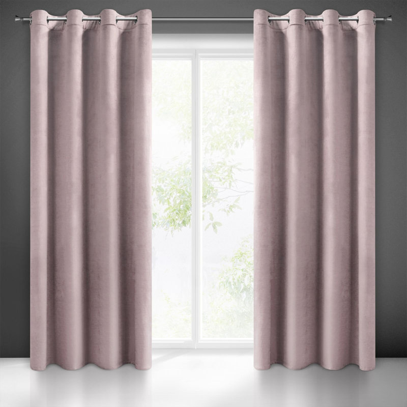 Abdihafid Eyelet Blackout Thermal Single Curtain, Pink