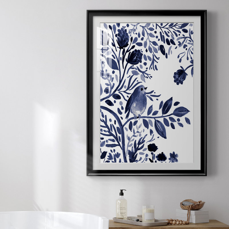 Indigo Song I, reproduction encadrée de qualité supérieure, prête à être accrochée, H 42,5 po x l 30,5 po x P 1 po