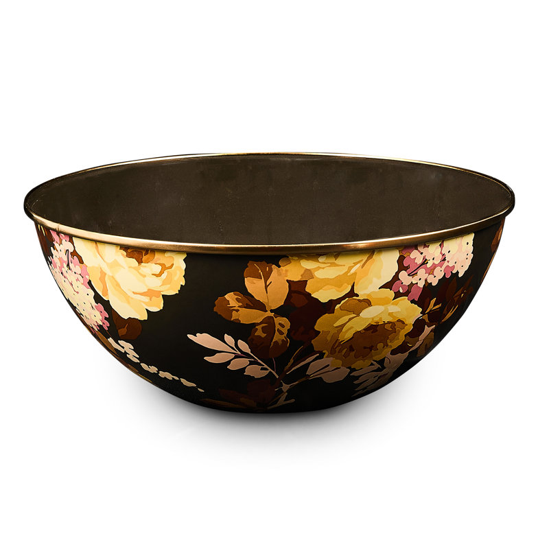 Wild Rose White Large Everyday Bowl, Brown