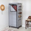 Armoire-penderie portative de 27 pouces de large avec couvercle et poches latérales, gris