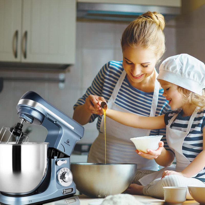 6 Quart Electric Stand Mixer, Silver Blue
