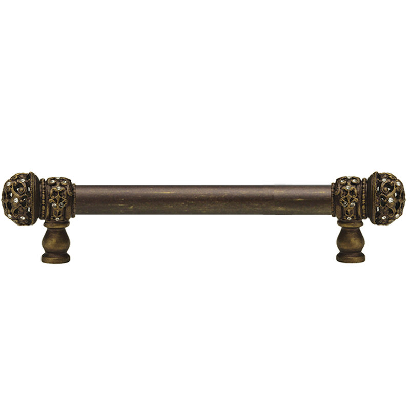 Juliane Grace 9 inches c.c. with 5/8 smooth center long pull small finial with 52 Swarovski Clear Crystals in Antique Brass