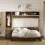 Lit escamotable double avec garde-robe, tiroirs et tablettes ouvertes