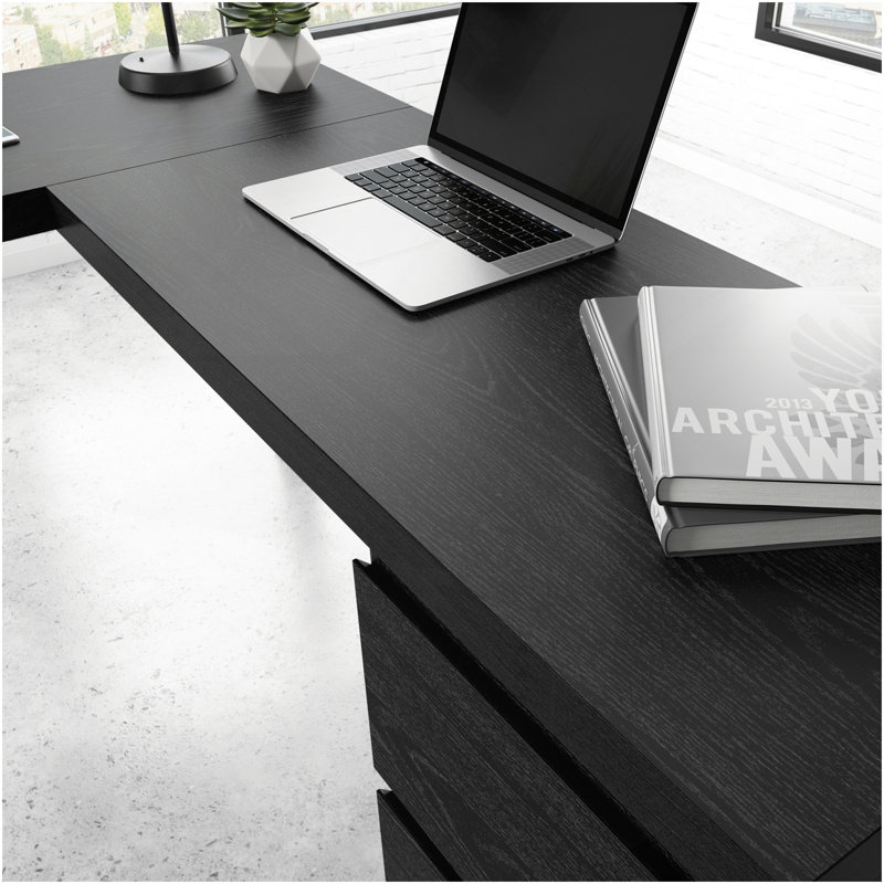 Bureau en L, finition noire