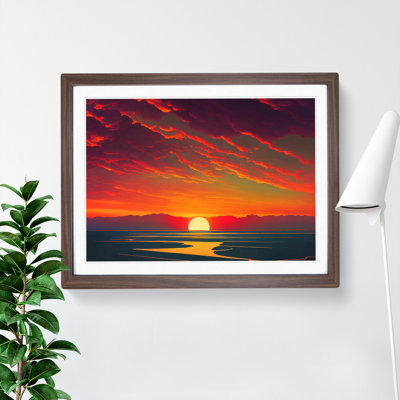 Lush Ocean Beach Sunset 1 Piece Single Picture Frame Wall Art