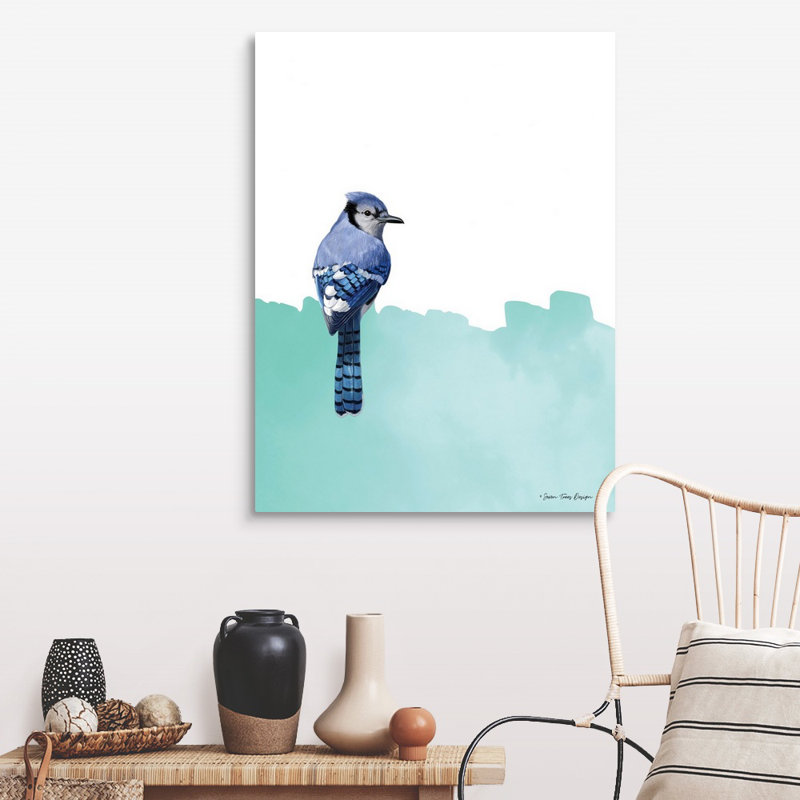 Oiseau sur bleu-reproduction d’art sur toile, Toile tendue, H 40 po x l 30 po x P 1,25 po