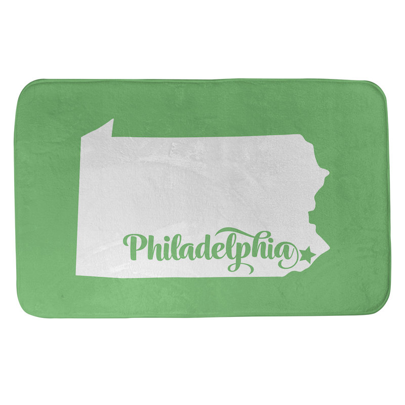 Tapis rectangulaire antidérapant pour salle de bain, L 21 po x L 34 po, Rouge, Pennsylvania Philadelphia