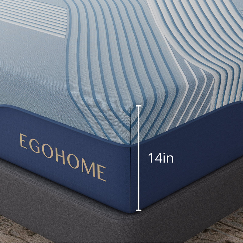 Matelas en mousse viscoélastique imprégnée de cuivre mi-ferme 14 po EGOHome, certifié CertiPUR-US, OEKO-TEX, Très grand lit