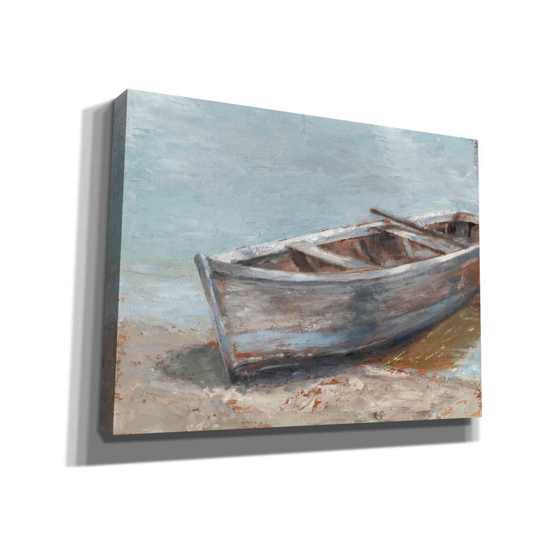 «Whitewashed Boat II» par Ethan Harper, art mural sur toile, H 12 po x l 16 po x P 0,75 po