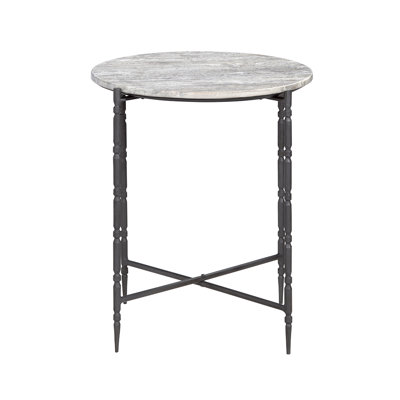 Round Gray Marble Accent_End Table