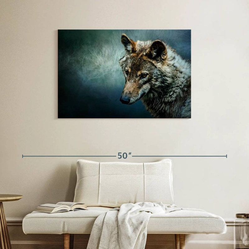 Brampt Lonely Night Wolf, 26" H x 39" W