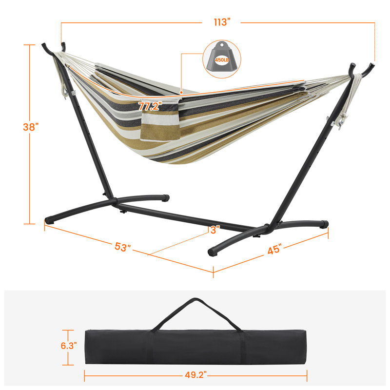 Sinila 2-people Heavy-duty Hammock & Iron Stand Set, Desert Stripe