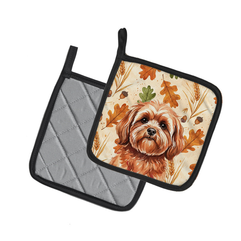 Paire de porte-casseroles rouges Lhasa Apso Heirloom