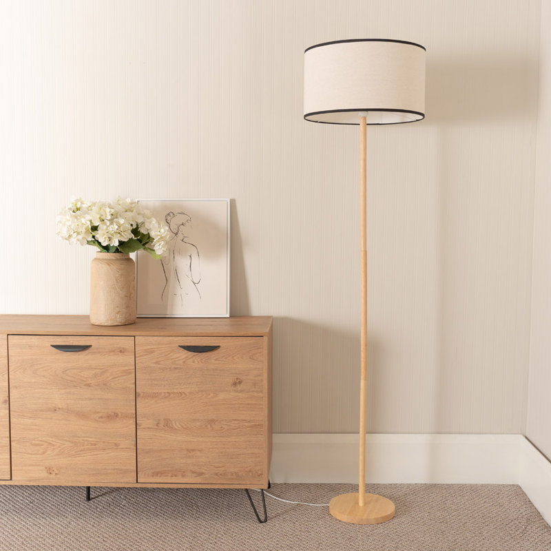 HEATHER With EVA 180 Floor Lamp, Natural, Yes, Natural/Black