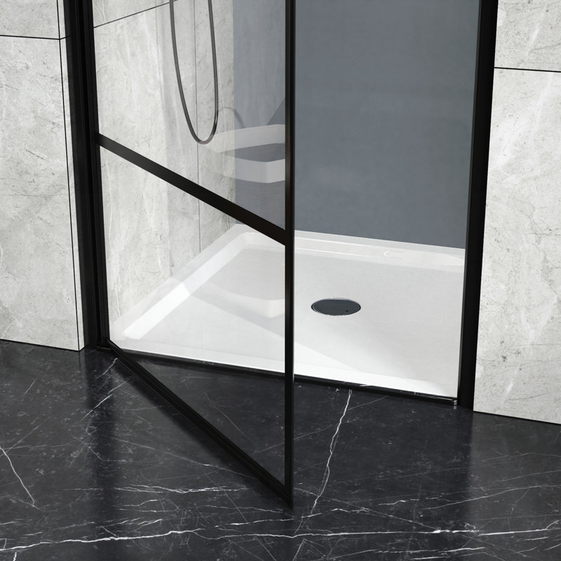 Base de douche 36 po x 36 po, bonde de centre de douche à seuil simple, blanc