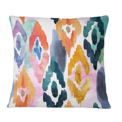 Ornement orange, bleu et vert - Coussin décoratif imprimé moderne