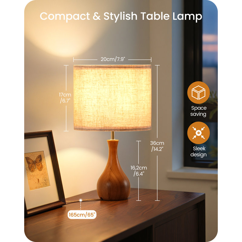 14.2" Solid Wood Table Lamp 