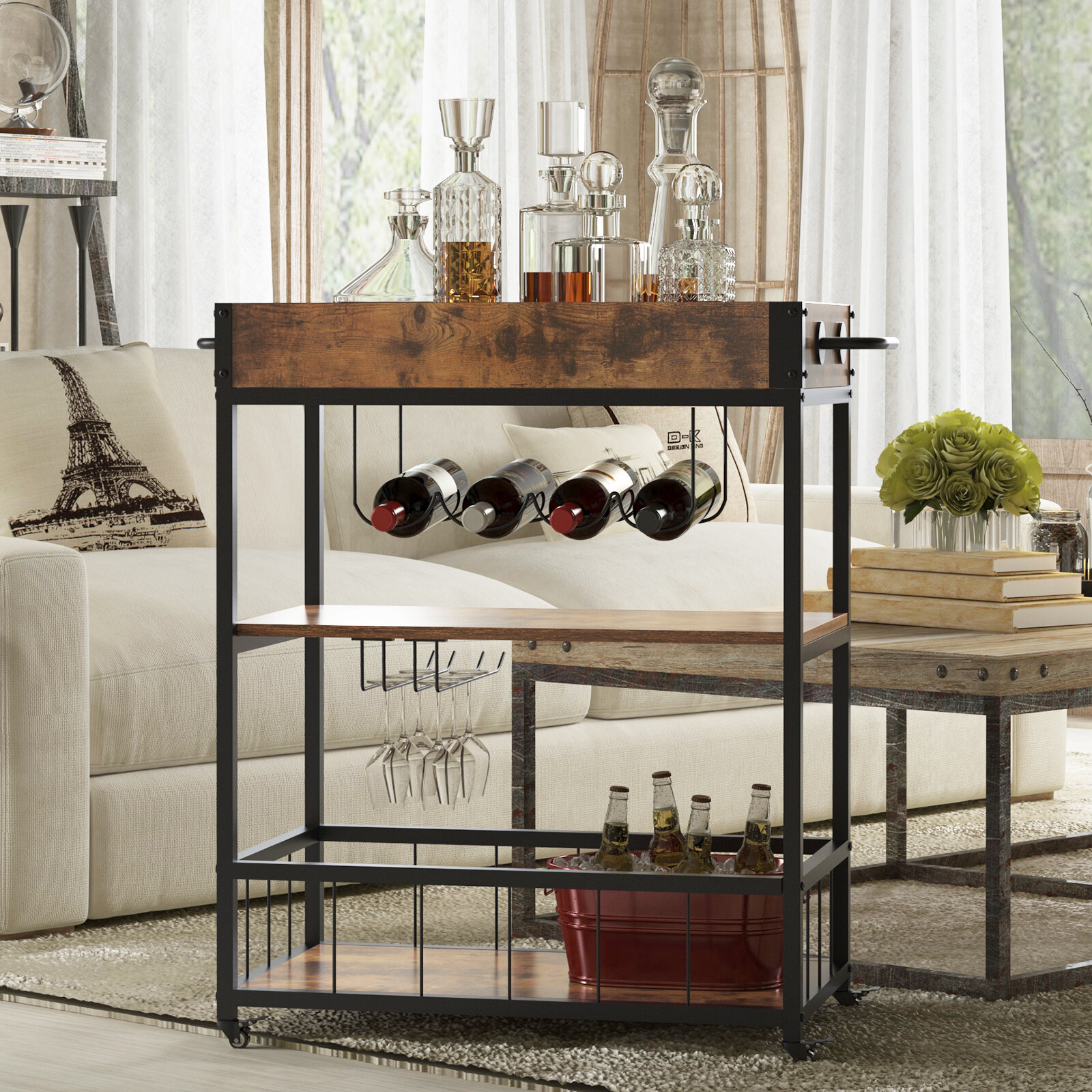 Lark Manor Sipple Metal Bar Cart & Reviews | Wayfair