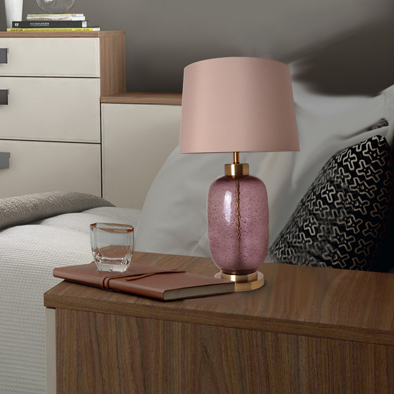 Lampe de table standard 27 po Jinda , Rouge foncé, Beige