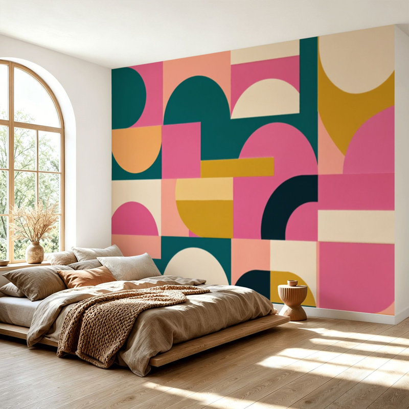 Papier peint adhésif autocollant amovible Mid-Century, 69" L x 96" W