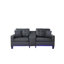 Canapé moderne en tissu PVC noir l 85 po avec lumières DEL, chargeur USB, console de rangement, porte-gobelets, coussins capitonnés Modern Genesis