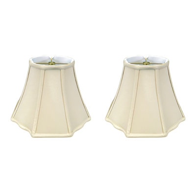 Royal Designs, Inc. BSO-701-12BG-2 Flare Bottom Outside Corner Scalloped Basic Lamp Shade, 6.5 x 12 x 9.25, Beige, 2-Pack