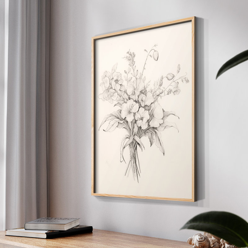 "Impression florale rétro" sur, Naturel, H 14 po x l 11 po