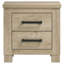 Table de chevet vieillie 2 tiroirs Sansome, combinant charme rustique et rangement pratique pour un décor de maison de campagne moderne